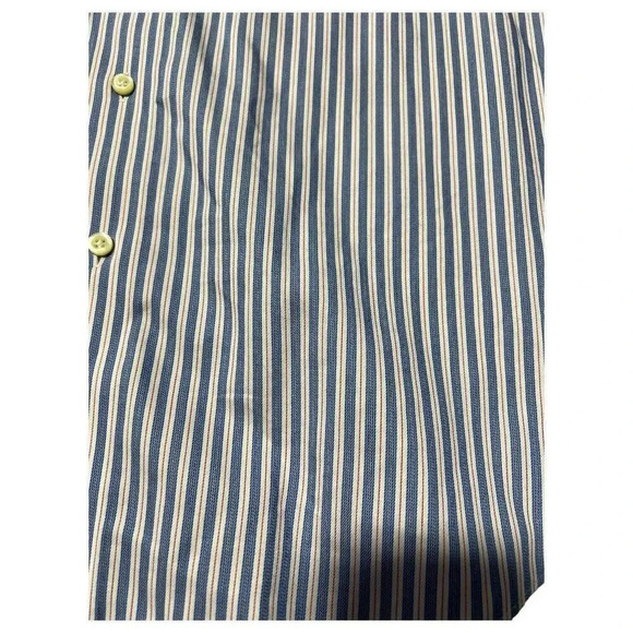 Brooks Brothers Dress Shirt Mens 17-6/7 Blue Pink White Stripe Regent Button Up - Picture 2 of 10